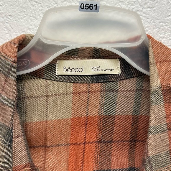 NWOT! Becool Women’s Plaid Button Up Long Sleeve Sz M Open Breast Pocket, V561 - Picture 13 of 15